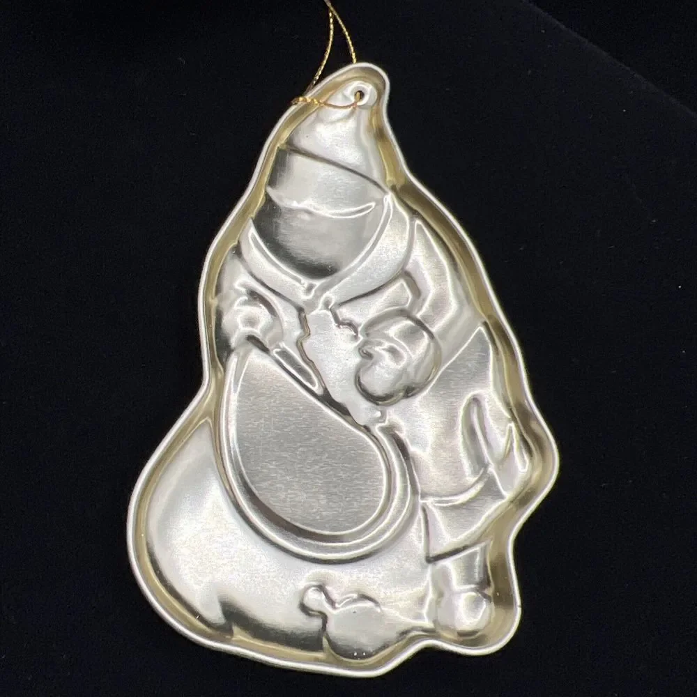 Christmas Hallmark Santa with Bag Of Toys Hanging Ornament Metal Vintage Holiday